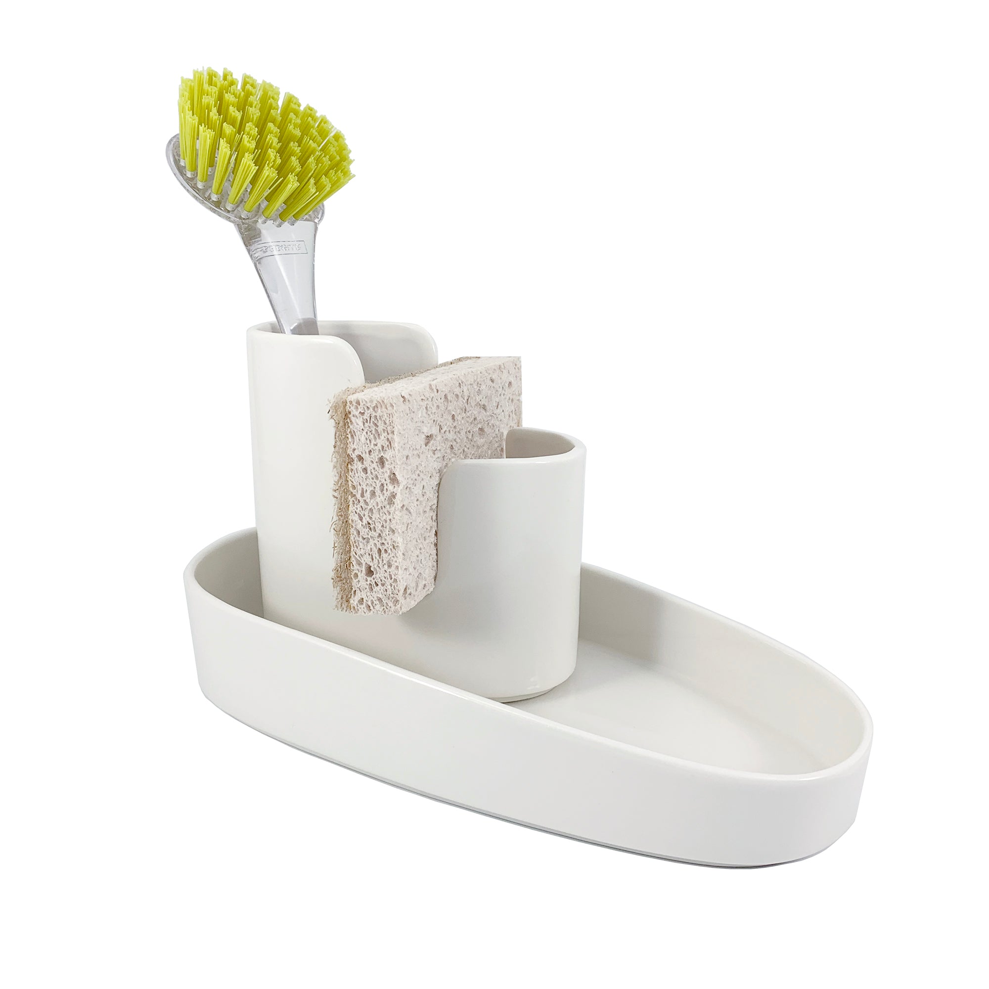 Sponge Holder Soap Bottle Tray Ceramic White – scarlettwares