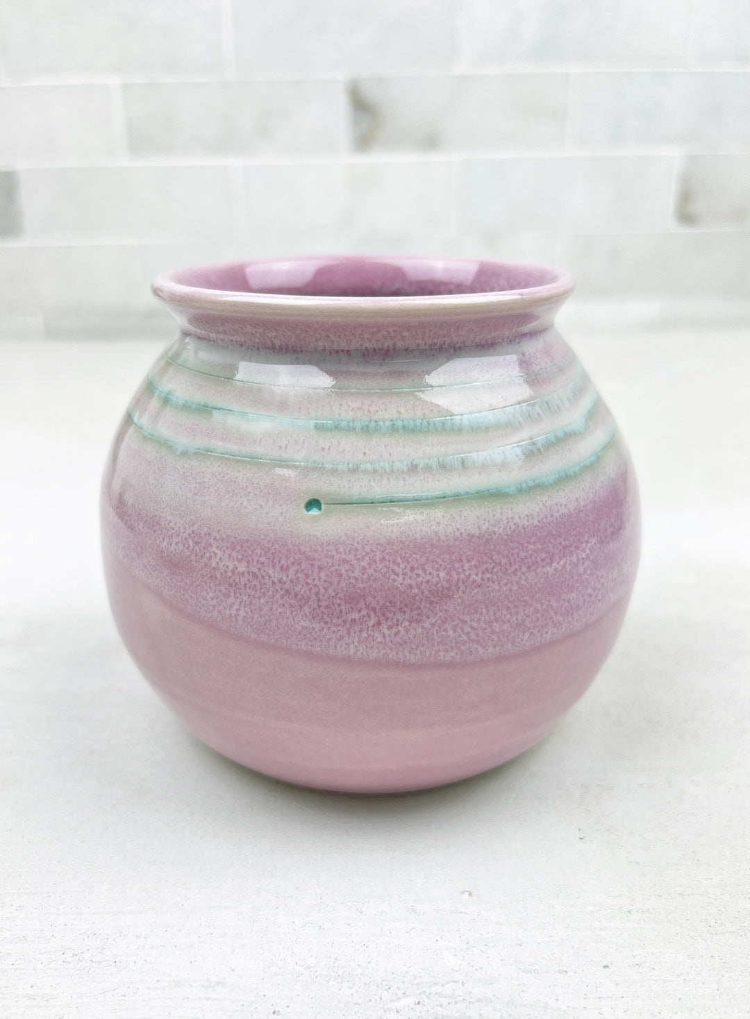 Round Handmade Ceramic Vase Aqua