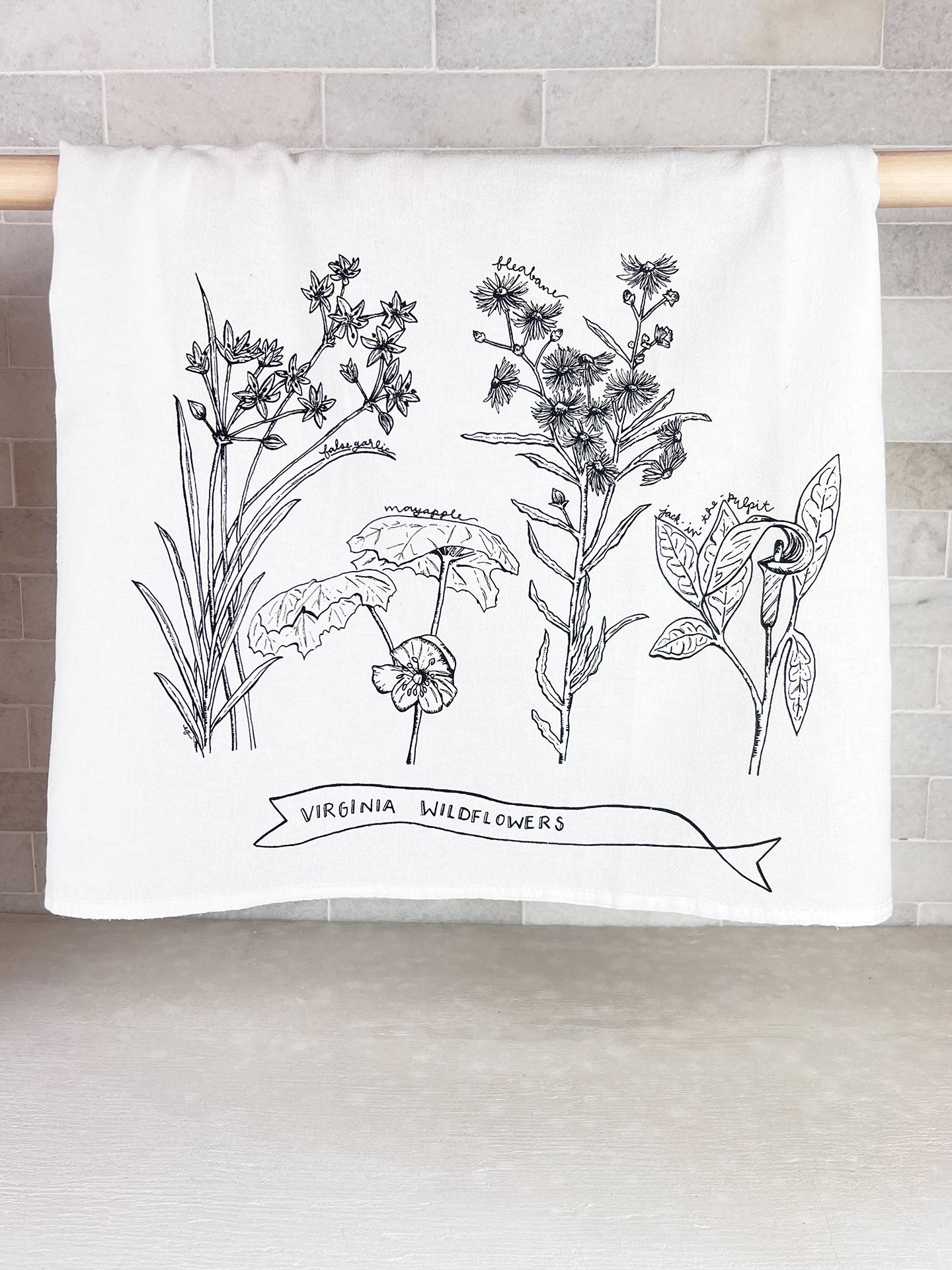 Tea Towel Spring Wildflowers Flour Sack