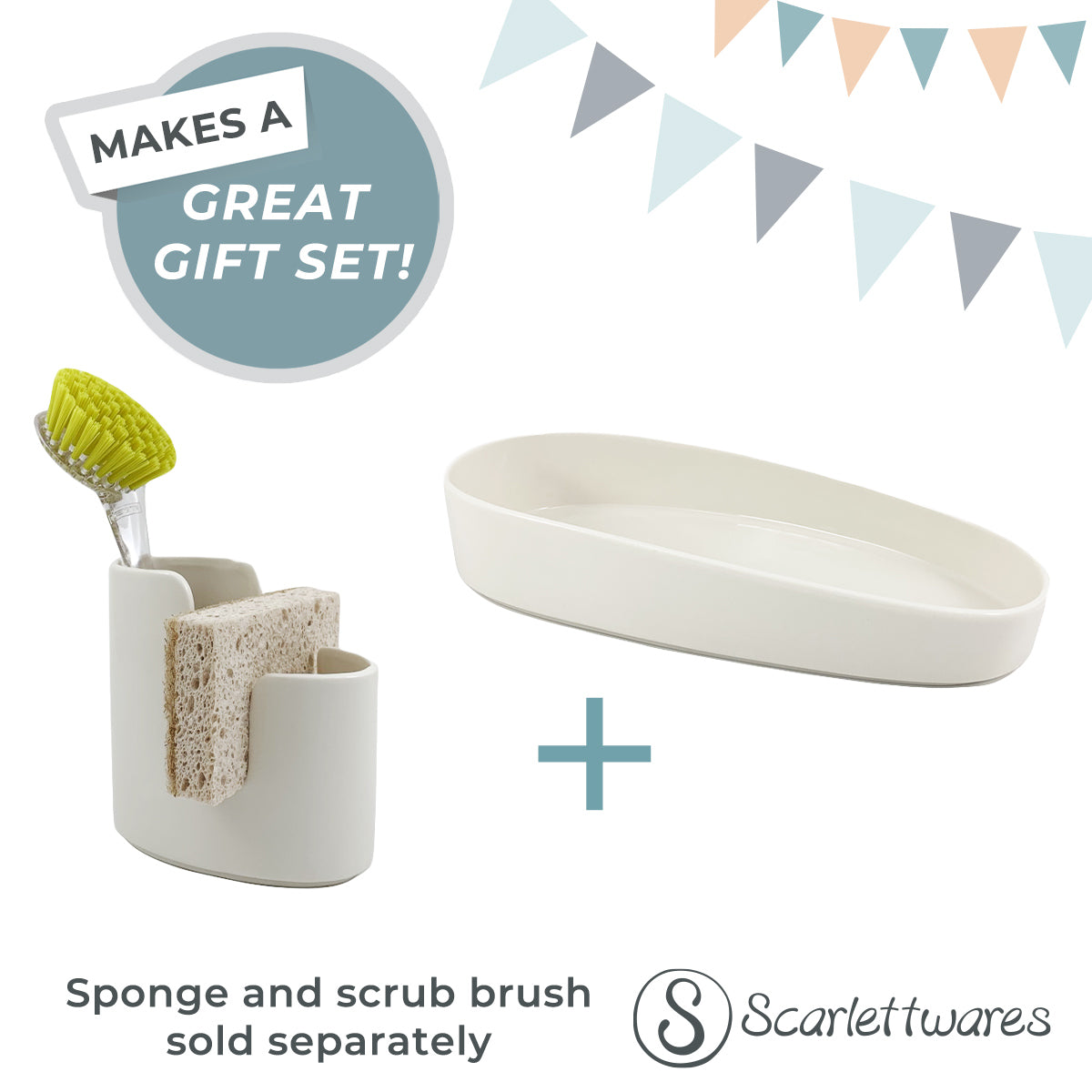 Kitchen Sponge and Brush Holder – Space Saving Corner Sink Caddy