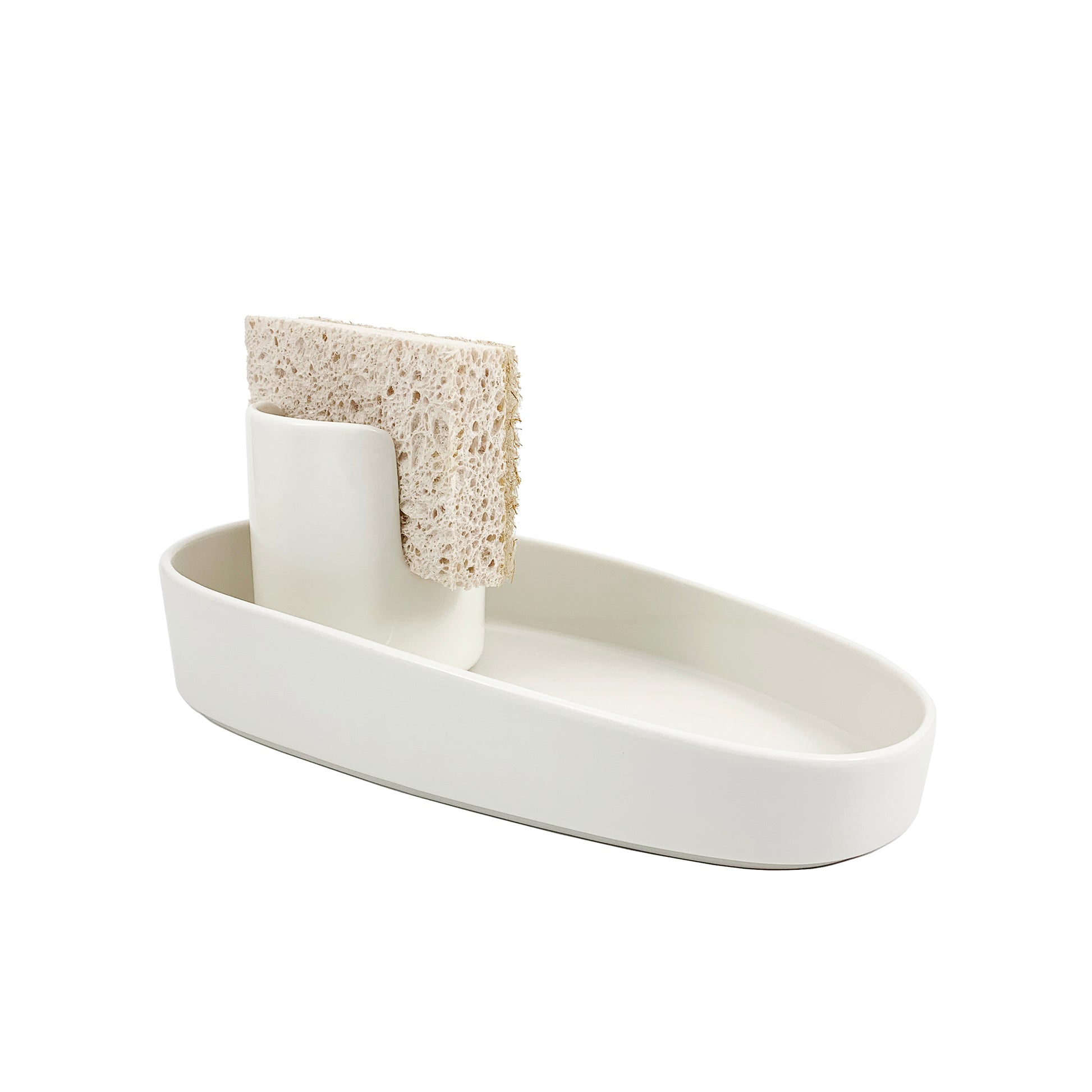 Scarlettwares Sponge Scrub Brush Holder Kitchen Caddy Ceramic White Kitchen Sink